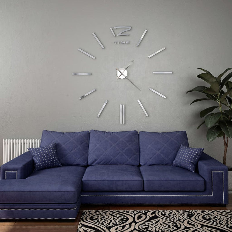 Väggklocka 3D Modern Design 100 Cm Xxl Silver