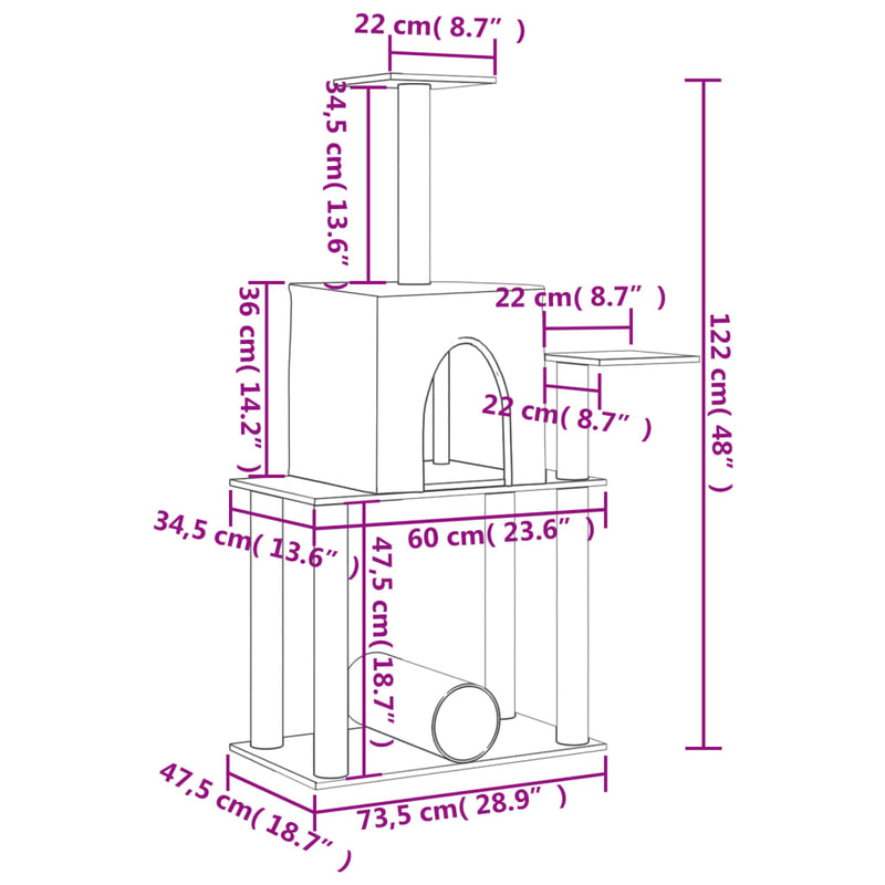 Klösträd Med Sisalpelare 122 Cm