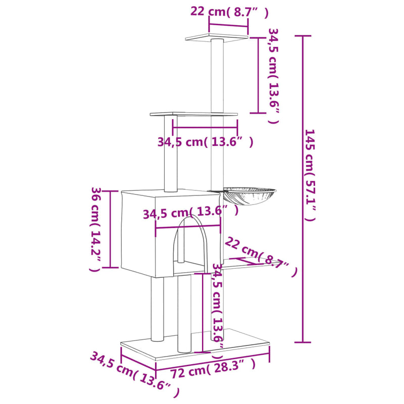 Klösträd Med Sisalpelare 145 Cm