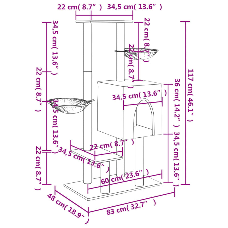 Klösträd Med Sisalpelare 117 Cm