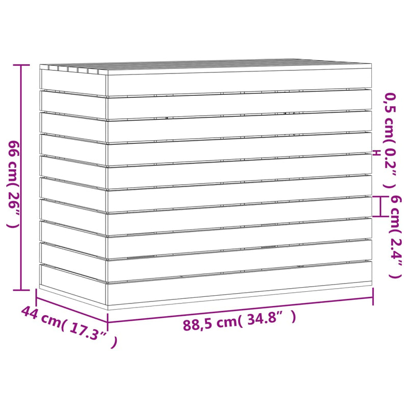 Tvättkorg 88,5X44X66 Cm Massiv Furu