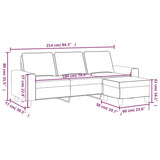 3-Sitssoffa Med Fotpall 180 Cm Tyg