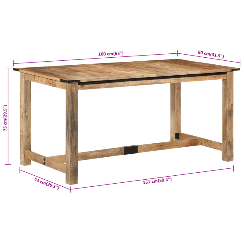 Matbord 160X80X75 Cm Massivt Mangoträ