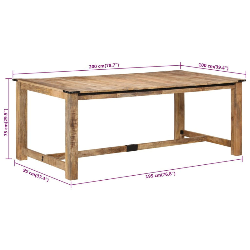 Matbord 200X100X75 Cm Massivt Mangoträd