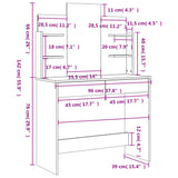 Sminkbord Med Spegel 96X39X142 Cm