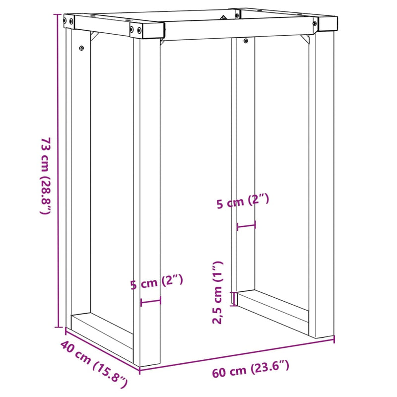 Bordsben För Matbord O-Ram 60X40X73 Cm Gjutjärn