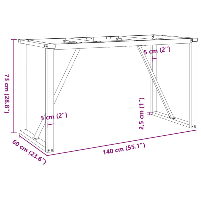 Bordsben För Matbord O-Ram 140X60X73 Cm Gjutjärn