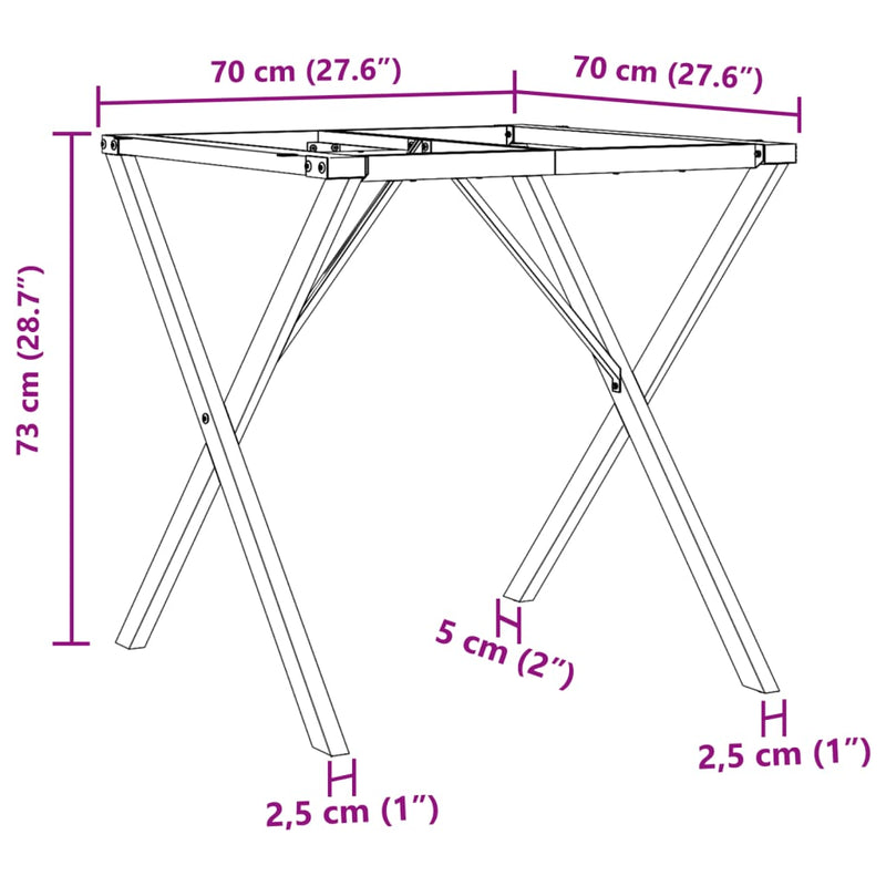 Bordsben För Matbord X-Ram 70X70X73 Cm Gjutjärn