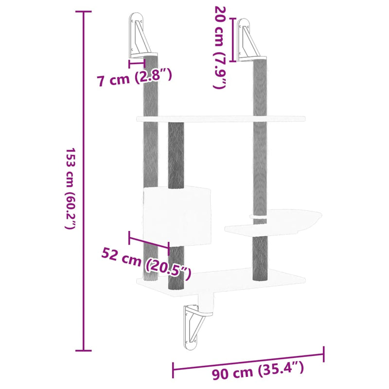 Väggmonterat Klösträd Med Klöspelare 153 Cm