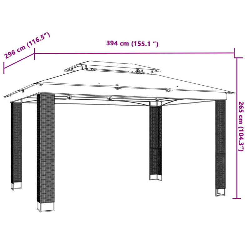 Paviljong Med Dubbelt Tak Gräddvit 3,94X2,96 M Stål