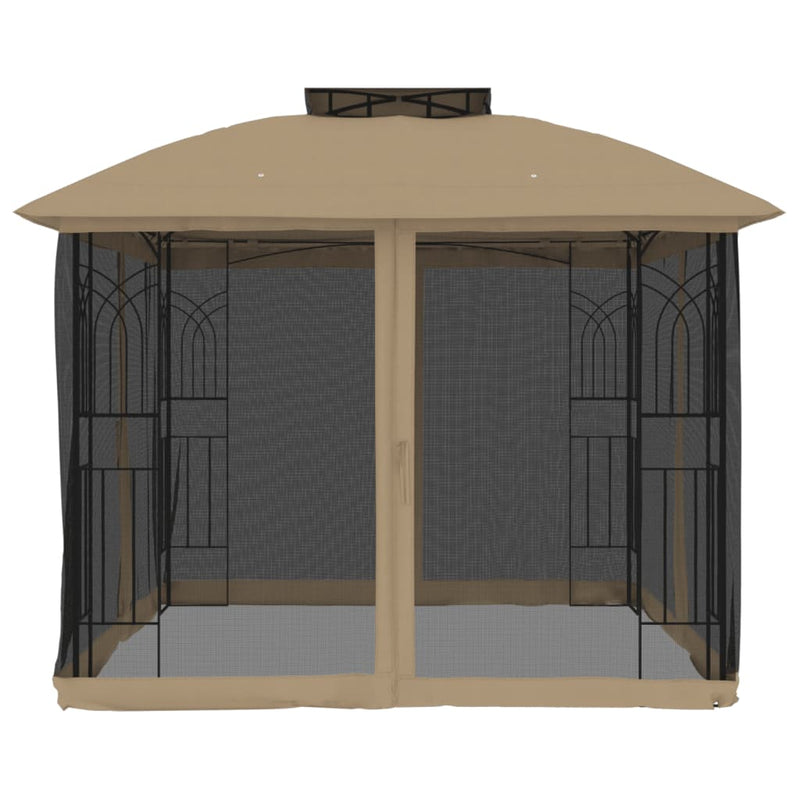 Paviljong Med Dubbelt Tak & Nätväggar 2,94X2,94 M Stål