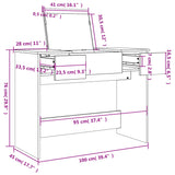 Sminkbord Med Spegel 100X45X76 Cm