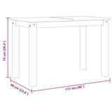 Matbord Panama Vit 117X60X75 Cm Massiv Furu