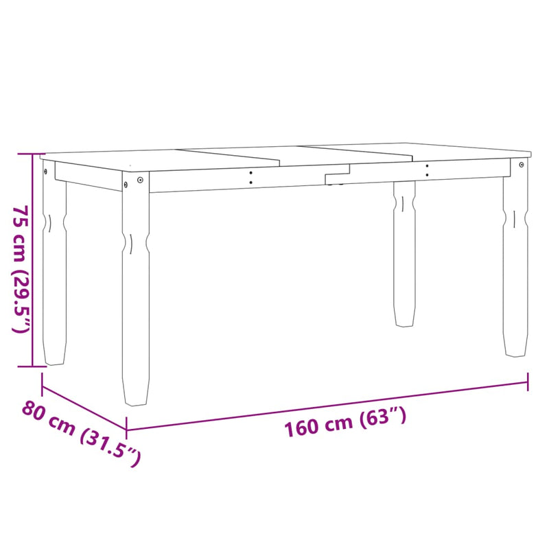 Matbord Corona 160X80X75 Cm Massiv Furu