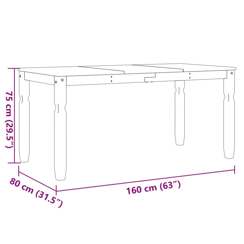 Matbord Corona Vit 160X80X75 Cm Massiv Furu