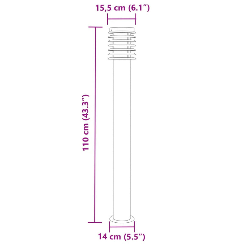 Utomhusgolvlampa 110 Cm Rostfritt Stål Silver