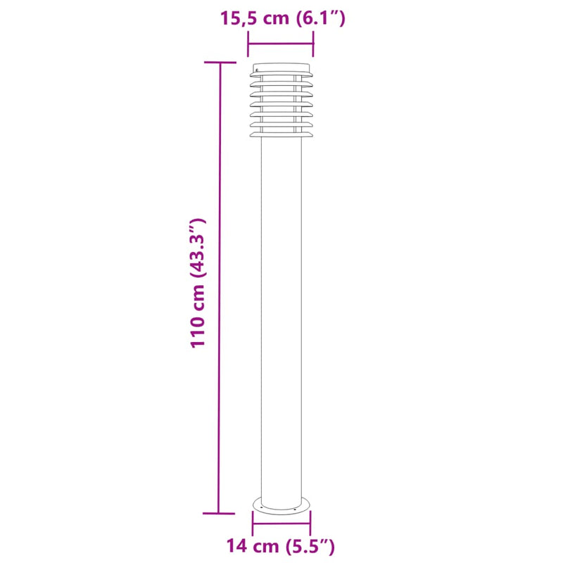 Utomhusgolvlampa 110 Cm Rostfritt Stål Svart