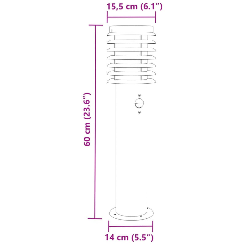 Utomhusgolvlampa 60 Cm Rostfritt Stål Silver