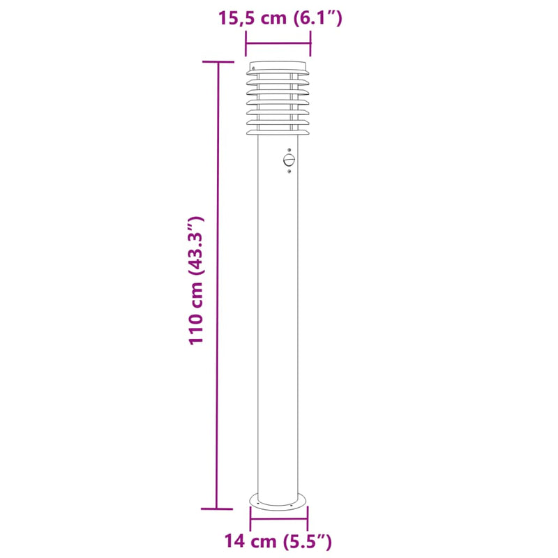 Utomhusgolvlampor Er 3 St 110Cm Rostfritt Stål Silver