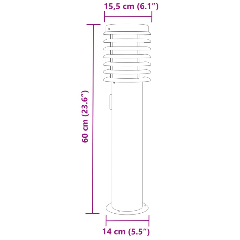 Utomhusgolvlampa Med Eluttag 60 Cm Rostfritt Stål Silver