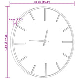 Väggklocka Brun Ø39 Cm Järn Och Konstruerat Trä