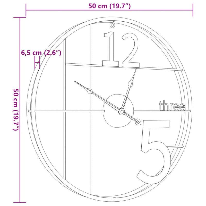 Väggklocka Ø50 Cm Järn