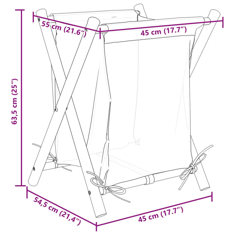 Tvättkorg Gräddvit 45X55X63,5 Cm Bambu