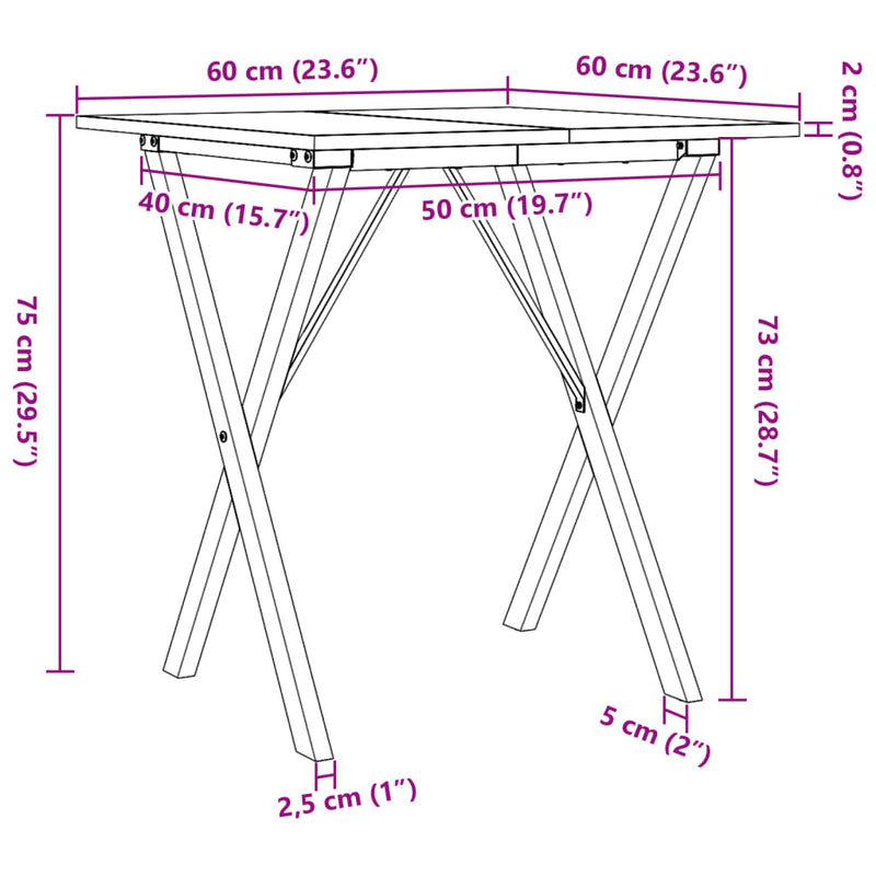 Matbord X-Ram 60X60X75 Cm Massiv Furu Och Gjutjärn