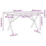 Matbord X-Ram 160X80X75 Cm Massiv Furu Och Gjutjärn