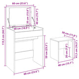 Sminkbord Med Pall 60X40X113,5 Cm