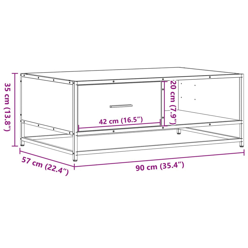 Soffbord 90X57X35 Cm Konstruerat Trä Och Metall