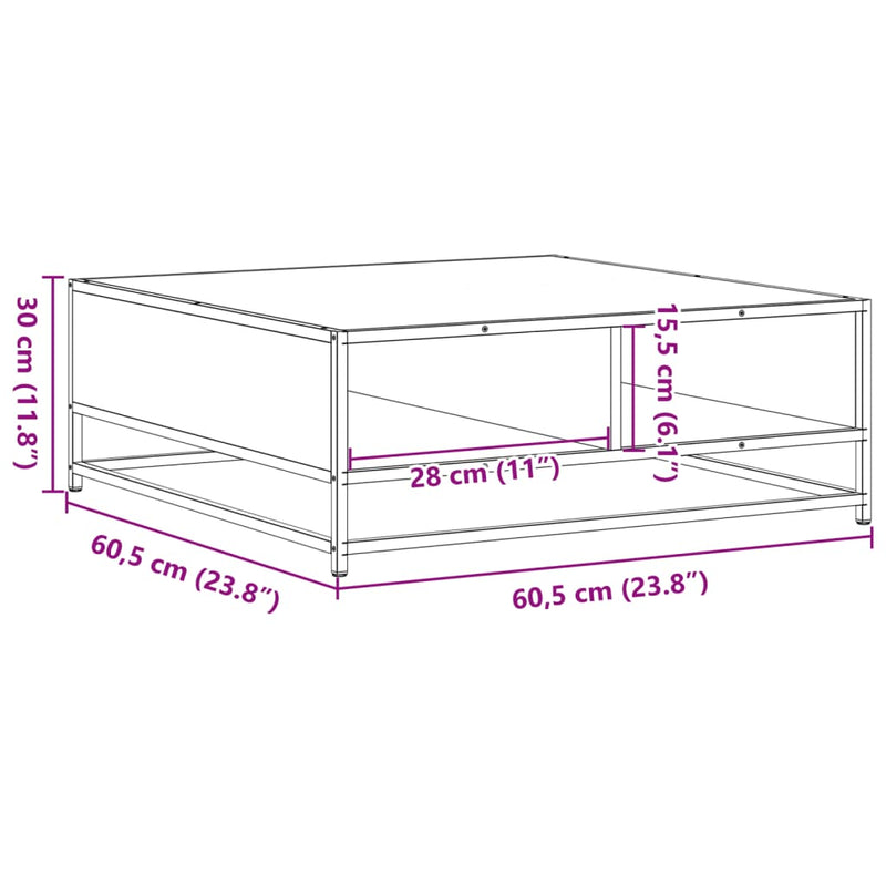 Soffbord Sonoma-Ek 60,5X60,5X30 Cm Konstruerat Trä Och Metall