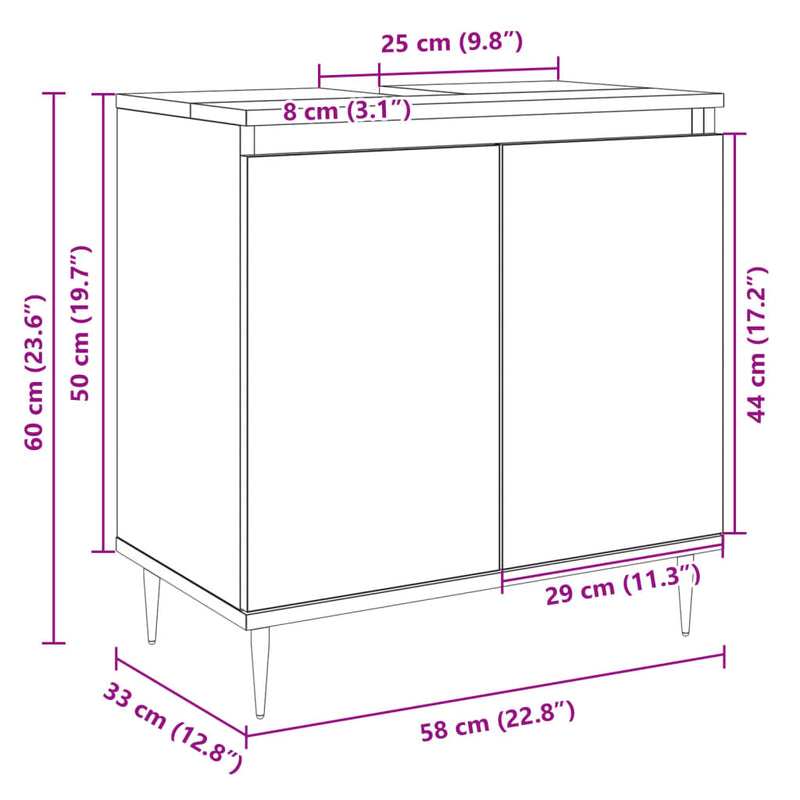 Badrumsskåp Sonoma-Ek 58X33X60 Cm Konstruerat Trä