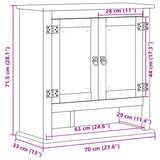 Väggmonterat Badrumsskåp Corona 70X33X71,5 Cm Massiv Furu