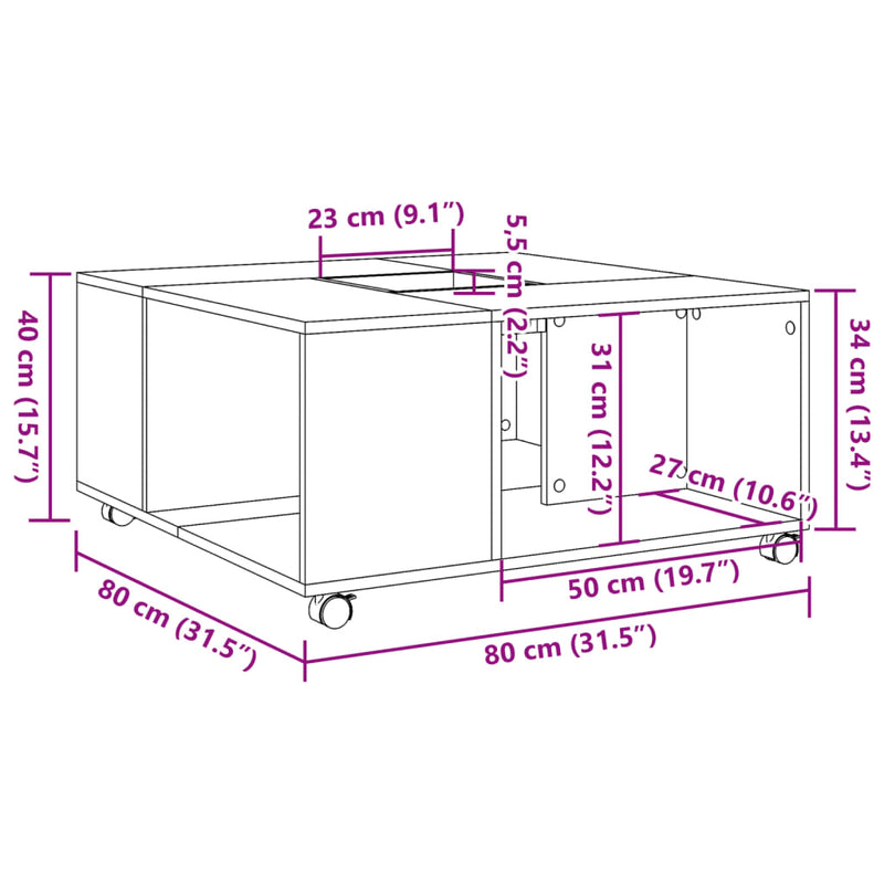 Soffbord 80X80X40 Cm Konstruerat Trä