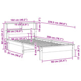 Säng Med Bokhylla Utan Madrass 90X200Cm Massiv Furu