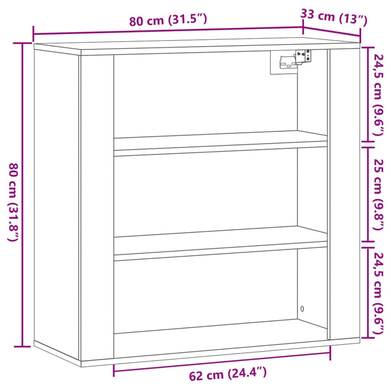 Väggskåp Ek 80X33X80 Cm Konstruerat Trä