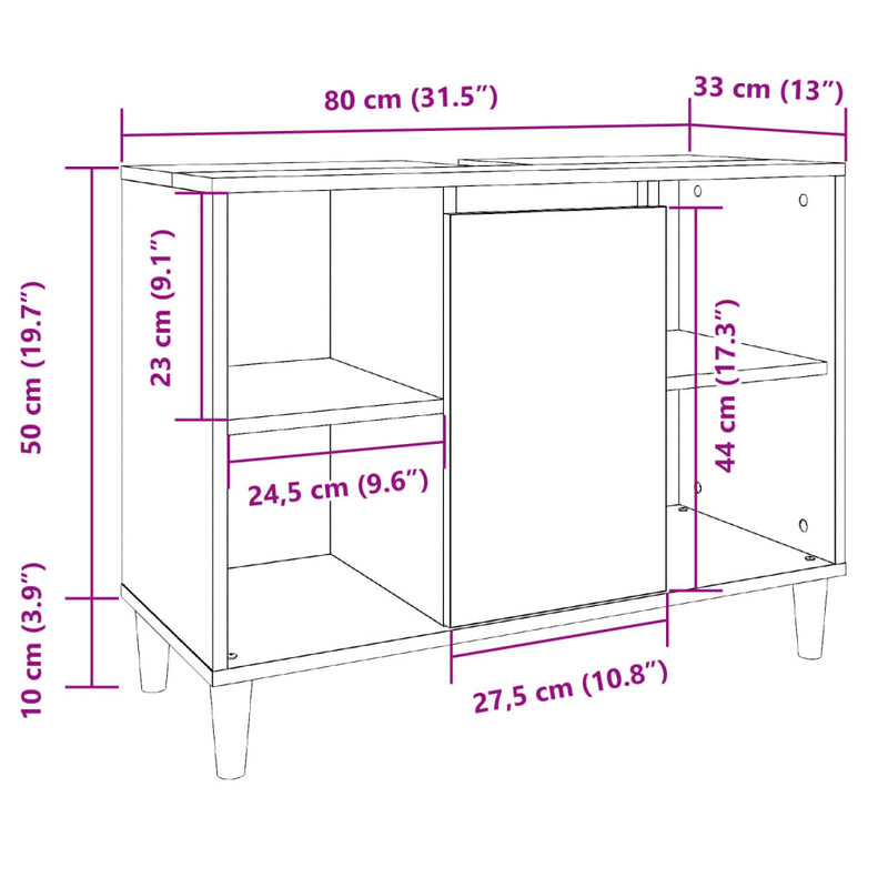 Badrumsskåp Betonggrå 80X33X60 Cm Konstruerat Trä