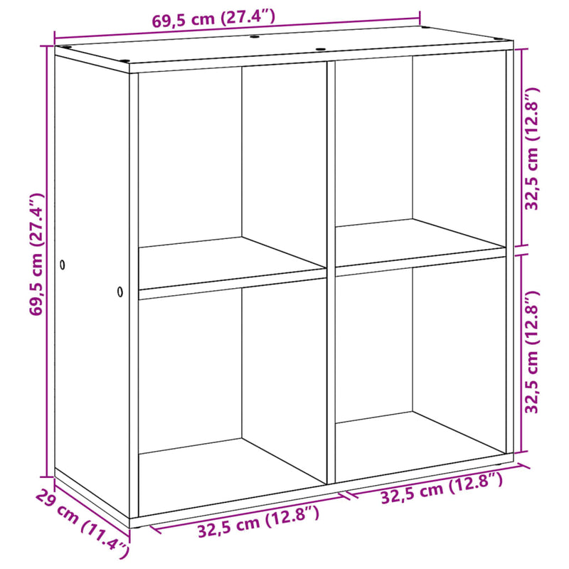 Bokhylla/Rumsavdelare 69,5X29X69,5 Cm Konstruerat Trä