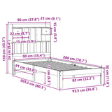 Säng Med Bokhylla Utan Madrass 90X200Cm Massiv Furu