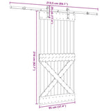 Skjutdörr Med Beslag 95X210 Cm Massiv Furu